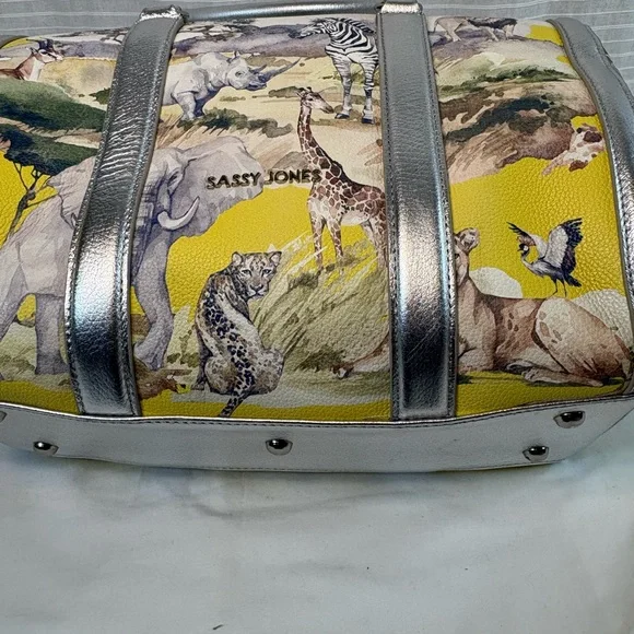 Sassy Jones Silver and Yellow Safari Print Bag - Picture 2 of 4